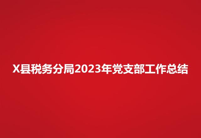 X县税务分局2023年党支部工作总结（2020年税务局党支部工作总结）