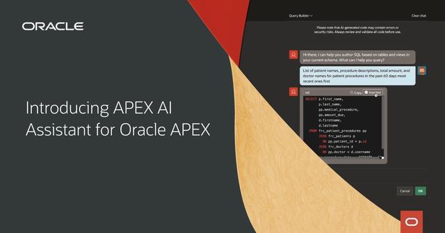 Oracle APEX AI Assistant支持基于自然语言的企业应用开发（apex local）