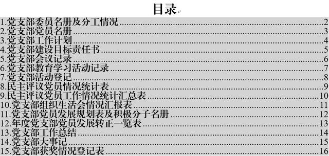 党支部全套必备15张表格，非常实用！（党支部表格格式）