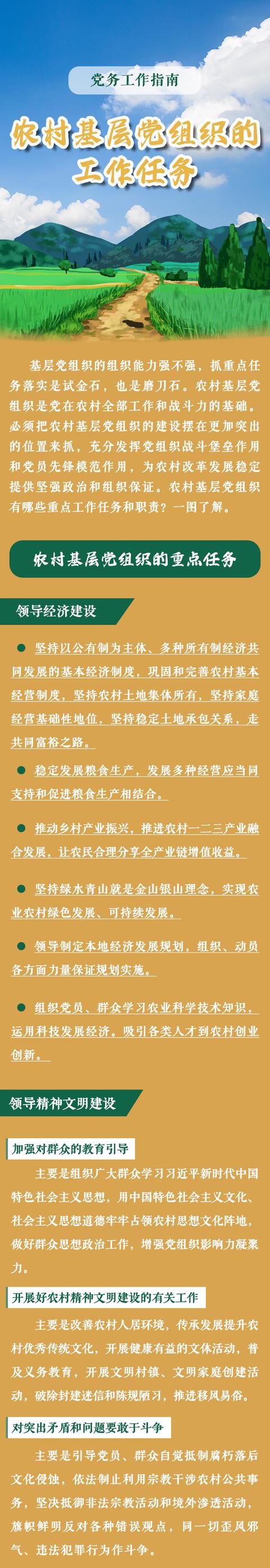 黨務工作指南——農村基層黨組織的工作任務（農村基層黨組織主要任務）