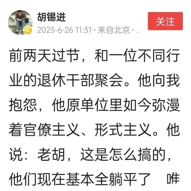 老胡太敢說，形式主義真的太嚴重了，難怪要下大力氣整治（形式主義太厲害）