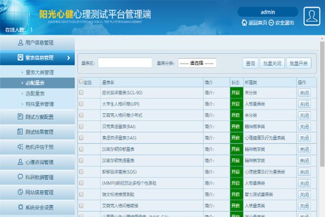 心理测试(测评)管理系统（心理测评在线测试）