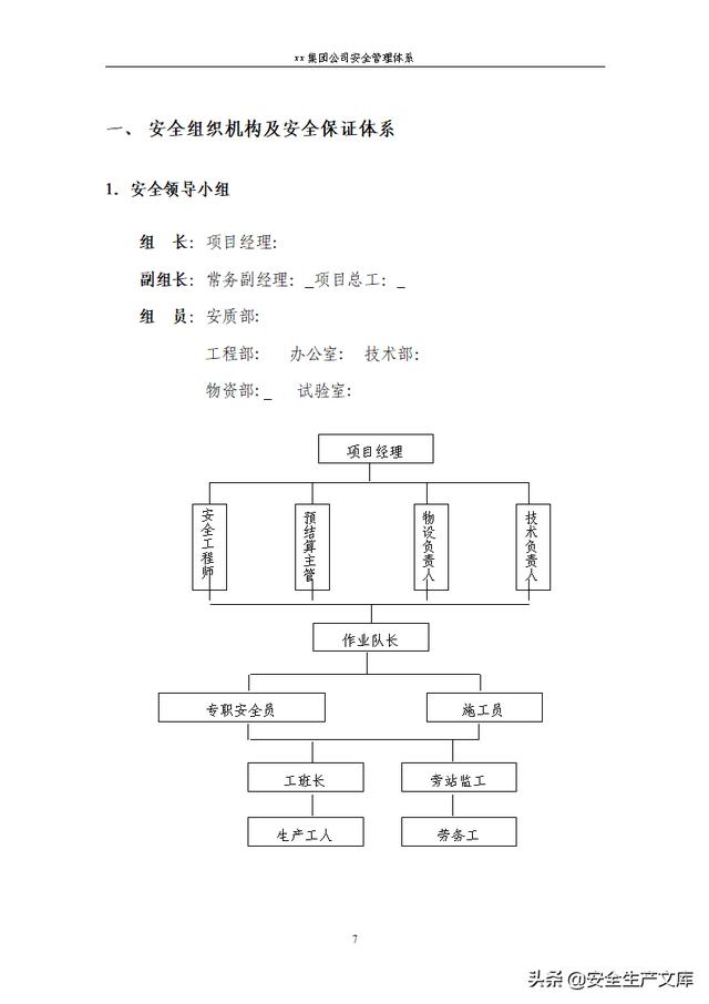 XX集团公司安全管理体系模板完整版（集团公司安全管理架构图）